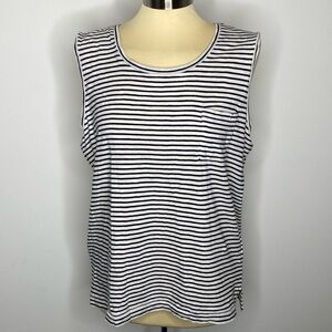 Madewell Slub Striped Crew Neck Sleeveless Tank